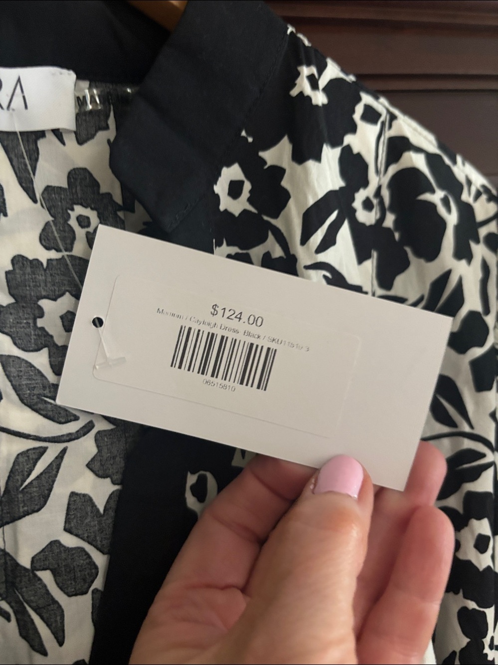 Avara Medium black and white floral midi dress with tie waist. NWT - Picture 7 of 7